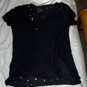 “See You Monday”Black Sz Sm Distressed (Holes throughout shirt) Vneck T-shirt